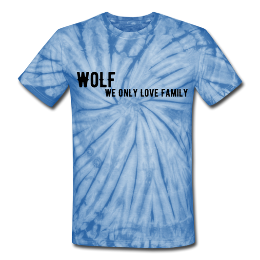 Unisex Tie Dye"WoLF Breakdown" T-Shirt - spider baby blue