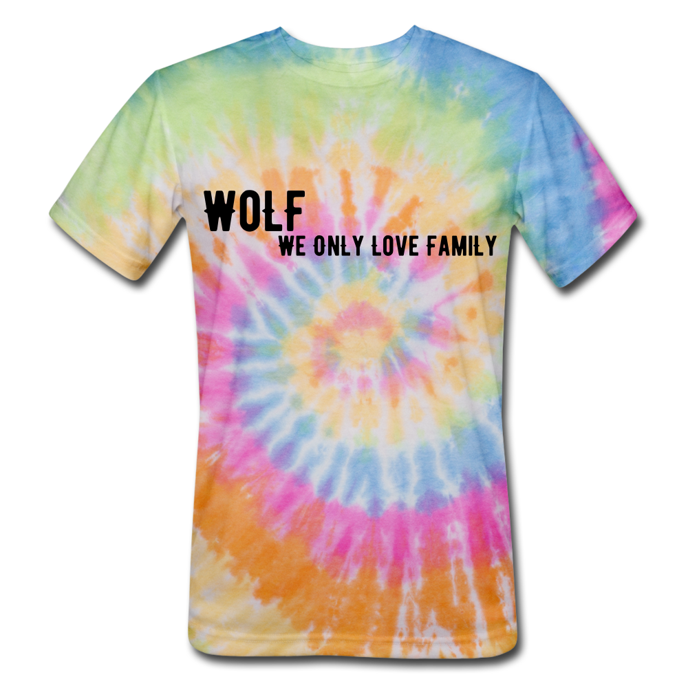 Unisex Tie Dye"WoLF Breakdown" T-Shirt - rainbow