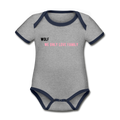Organic Contrast Short Sleeve Baby "WoLF" Bodysuit - heather gray/navy